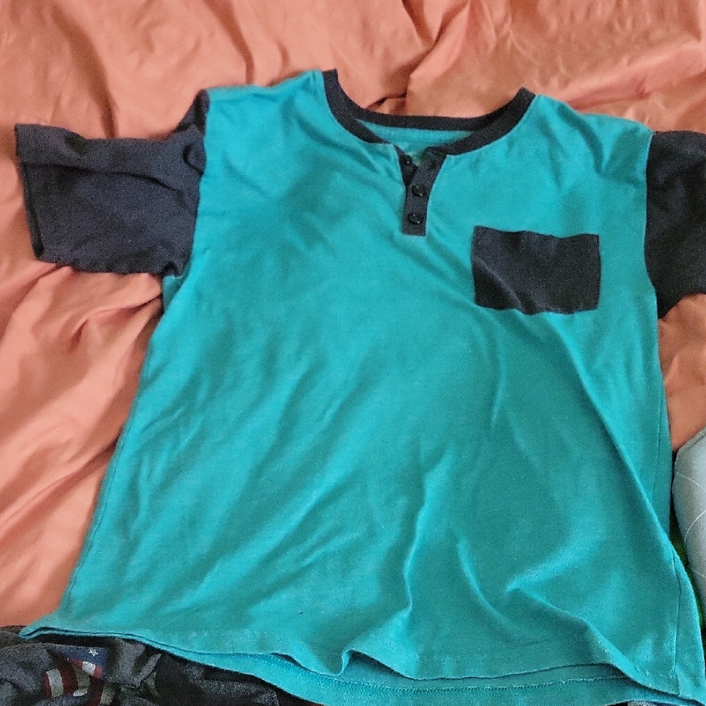 GLO Jeans Teal and Navy Kids Henley Tee